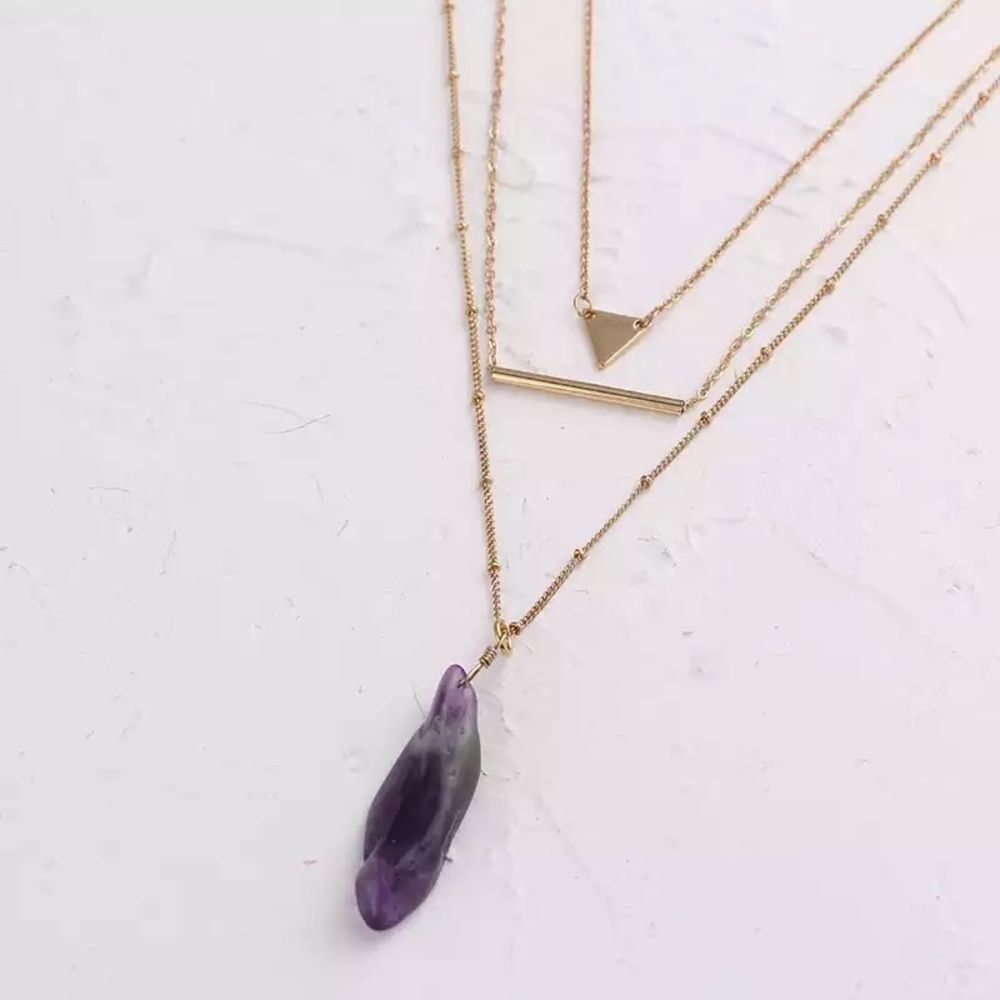 Three layers gold plated necklace